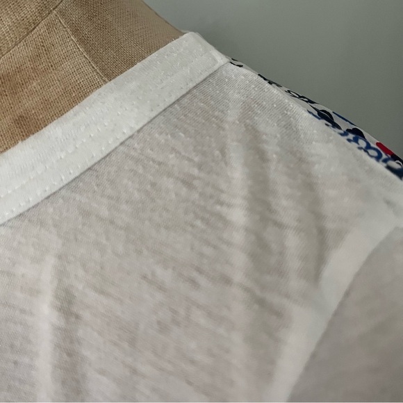 SOLD SACAI sz 2 S WHITE Linen Tee Flare Back Floral Print Short Sleeve Tshirt - Picture 8 of 12